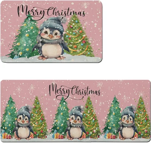 Miniatura 7 de Tapete de baño de pingüino navideño para bañera, antideslizante, de secado rápido y absorbente, tierra de diatomeas, ducha, fregadero, dormitorio
