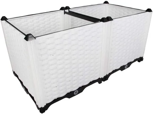 Miniatura 38 de Hershii Kits de cama elevada de jardín, contenedores rectangulares de plástico para plantas profundas, para interiores y exteriores, verduras, Blanco
