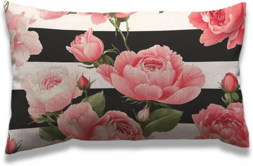 Miniatura 29 de AOYEGO Funda de almohadón de bicicleta 12x20 pulgadas, diseño vintage rústico de rosa de jardín, flor rosa en bicicleta, fundas de almohada