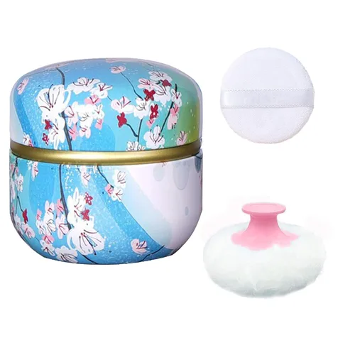 Soplo de polvo corporal y recipiente para polvo de polvo, soplo de polvo para mujer y estuche para polvo para baño y viajes (flor de lum)