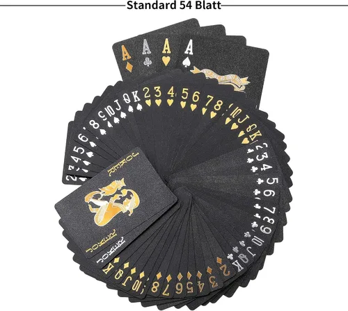 Miniatura 3 de 10 Paquetes de Cartas de Juego - 5 Negras 5 Doradas HD, 54 Cartas de Póquer Estándar de Plástico Impermeable para Fiestas Familiares naipes de oro
