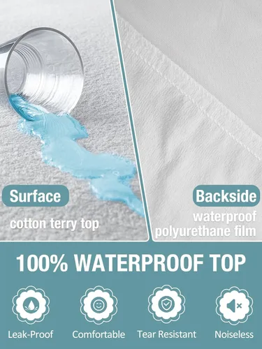 Miniatura 5 de Bedecor Protector de colchón impermeable Queen, funda a prueba de orina y líquidos para mascotas, ancianos e incontinencia, bolsillo profundo