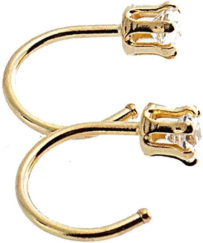 Miniatura 12 de Half Huggie Birthstone Gold Hoop Earrings for Women Tiny Cartilage Stud Piercing Earring Hypoallergenic Earring Screw Back Dainty Hug