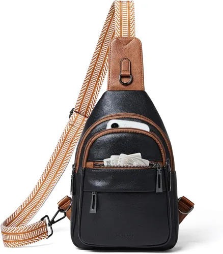Miniatura 11 de Leresas Bolso bandolera de 7L para mujer, bolso cruzado, riñoneras, de cuero vegano, bolso de pecho de moda, de viaje, antirrobo