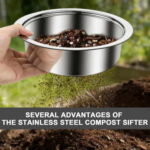 Miniatura 6 de Juego de tamiz de suelo bonsái para jardinería, tamiz de suelo con 5 mallas intercambiables (0.039 in, 0.118 in, 0.197 in, 0.276 in, 0.354 in)