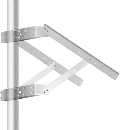 Newpowa Panel solar universal de doble brazo con poste de soporte y soporte de montaje en pared, ángulo de inclinación de 0-90°, hasta 220W/30.31"