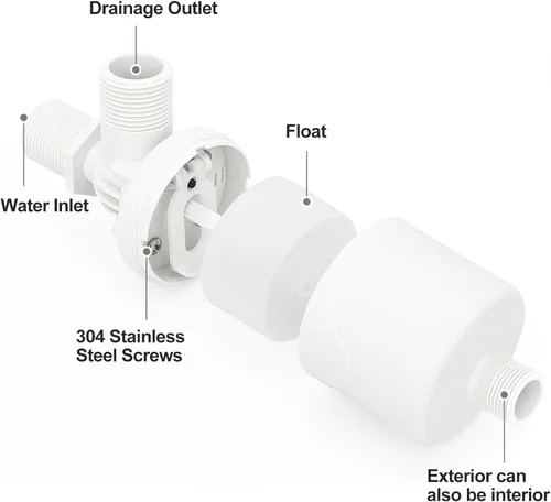 Miniatura 3 de Baomain Válvula de flotador de agua de 3/4 pulgadas, entrada superior, montaje externo, contador automático de nivel de agua para tanque de agua