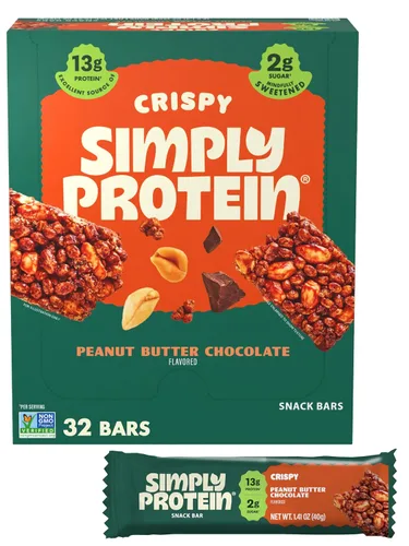Miniatura 20 de Simply Protein - Barras crujientes de canela y nuez - Barras de proteínas a base de plantas - Bajo en carbohidratos, bajo en azúcar, alta fibra