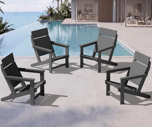 Miniatura 12 de SERWALL Sillas Adirondack modernas, sillas Adirondack HDPE sin tablas, respaldo sólido sillas de plástico para exteriores, textura similar a