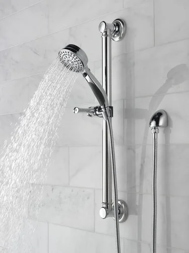 Miniatura 2 de Cabezal de ducha de mano con barra deslizante de 9 aspersores de Delta Faucet con manguera, cabezal de ducha de mano cromado, ducha de mano con Cromo