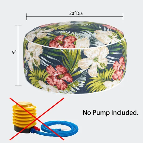Miniatura 3 de Magpie Fabrics Taburete inflable para interiores y exteriores, reposapiés redondo, repelente al agua, 20 x 9 pulgadas de alto, portátil para patio