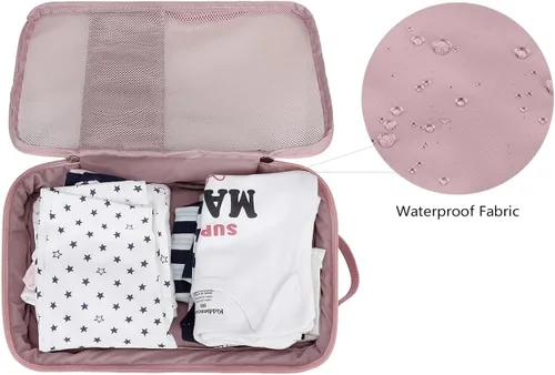 Miniatura 4 de Bolsas Organizadoras para Pañales de Bebé - Pack de 2 Bolsas Colgantes Impermeables con Diseño de Oso Lindo en Malla, Bolsas Reutilizables, Lavables