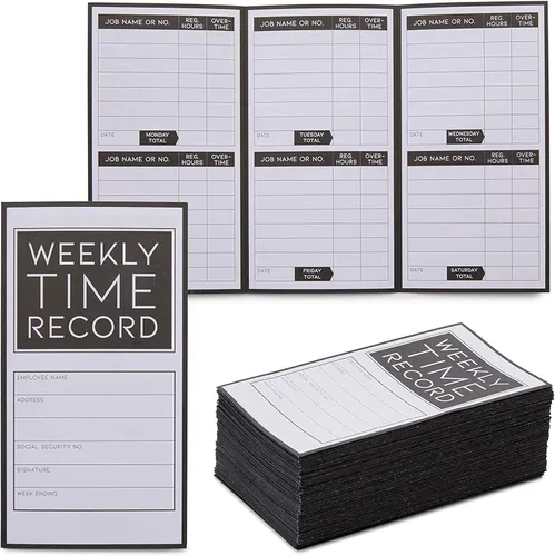 Stockroom Plus Tarjetas semanales de tiempo triples para empleados para contabilidad, tamaño de bolsillo (5 x 8 pulgadas, 200 unidades)