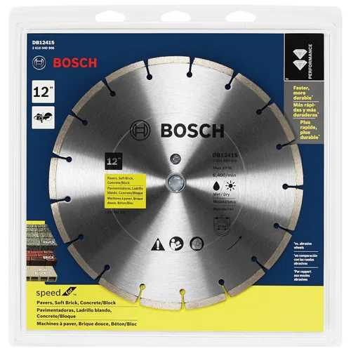 Miniatura 2 de BOSCH DB1241S Hoja de diamante de borde segmentado estándar de 12 pulgadas con eje de 1 pulgada para aplicaciones universales de corte tosco