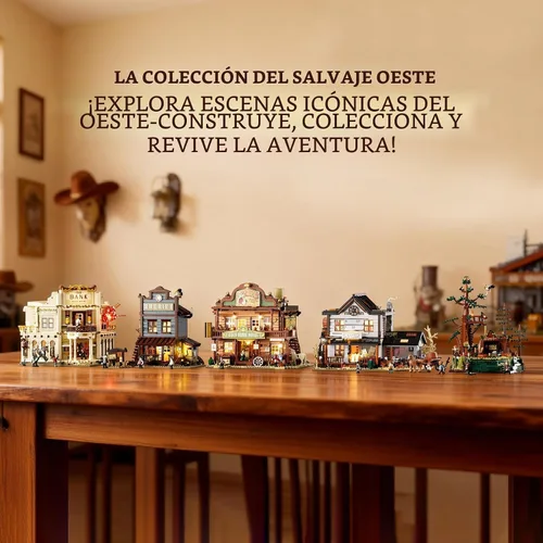 Miniatura 8 de Lumibricks Western-Inn - Juego de 2682 piezas de construcción de hotel de construcción ligera The Old West Inn para adultos y amantes del oeste