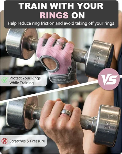 Miniatura 8 de VINSGUIR Guantes de entrenamiento para mujeres y hombres, guantes de levantamiento de pesas transpirables para ejercicio de gimnasio, fitness, Rosa