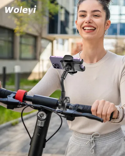 Miniatura 7 de Soporte de teléfono de cuello de cisne para bicicleta, soporte de teléfono para motocicleta, abrazadera de manillar ajustable giratoria de 360°