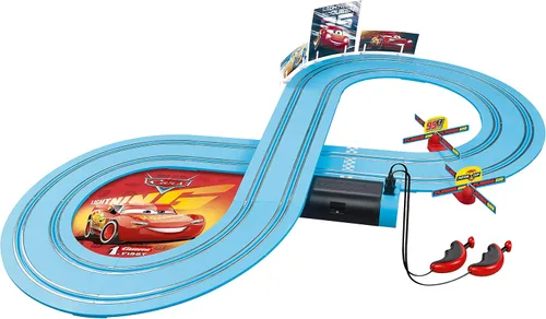 Miniatura 3 de Carrera FIRST, Disney/Pixar Cars - Pista de carrera en miniatura con 2 automóviles: Lightning McQueen y Dinoco Cruz, juego inicial de carrera a