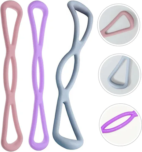 Miniatura 5 de 3 bandas elásticas de resistencia para yoga, para entrenamiento de cuerpo completo, pilates, fisioterapia con alta elasticidad y diseño en rosa