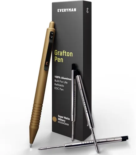 Miniatura 20 de Everyman Black Grafton - Bolígrafo de gel recargable súper mate de clic completo Herramienta de escritura EDC duradera con agarre profundo Flujo