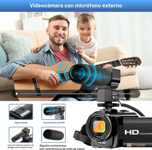 Miniatura 3 de Cámara de Video Videocámara Digital YouTube Vlogging Cámara Grabadora FHD 1080P 24.0MP 3.0 Pulgadas Pantalla de Rotación de 270 Grados 16X Zoom