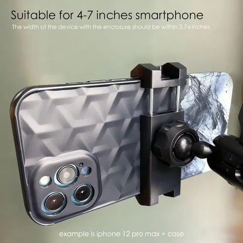 Miniatura 6 de Soporte universal para teléfono de ducha con espejo, multidireccional doble con ventosa giratoria de 360 grados, soporte de montaje en pared