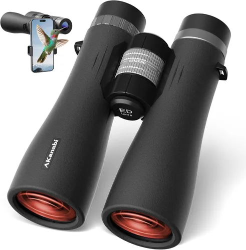 Prismáticos profesionales de 12 x 50 para adultos, prismáticos de alta potencia con adaptador de teléfono/prisma BAK4/lente FMC ED/visión nocturna