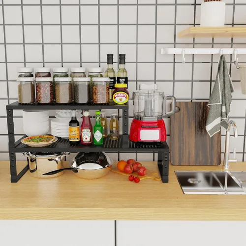 Miniatura 2 de Jojocross Organizador de Cocina Apilable Ajustable Expandible, Estante para Especias, Estantes de Almacenamiento de Despensa de Metal, Estante de 3