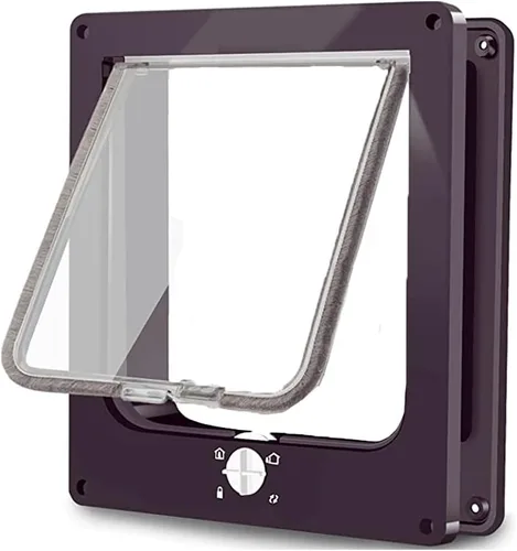 EASY JOY Puertas para gatos (tamaño exterior 8.6 x 7.5 pulgadas), puerta de gato con bloqueo de 4 vías para puertas interiores y exteriores, puerta