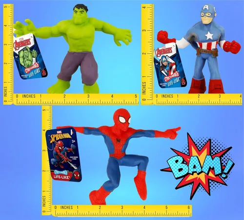 Miniatura 5 de JA-RU 1 héroe seleccionado al azar Marvel Avengers juguetes elásticos héroes aplastables y tirables Juguetes Hulk Capitán América y Spiderman
