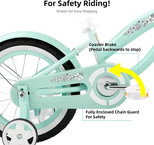Miniatura 3 de JOYSTAR Bicicleta de crucero para niños de 12, 14 y 16 pulgadas, para niños de 2 a 7 años, bicicleta para niños con ruedas de entrenamiento, freno