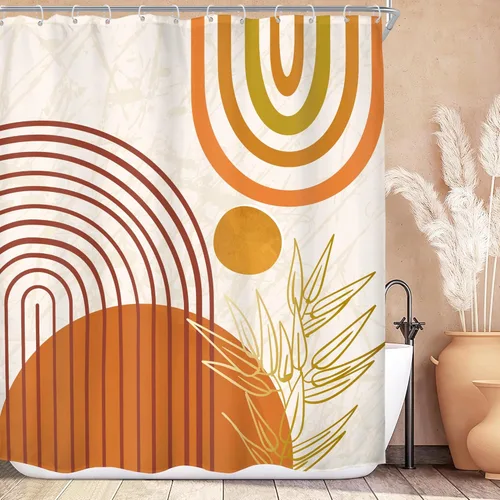Miniatura 16 de KOMLLEX Cortina de ducha abstracta bohemia para decoración de baño, 60 pulgadas de ancho x 72 pulgadas de alto, cortina de ducha verde, hojas