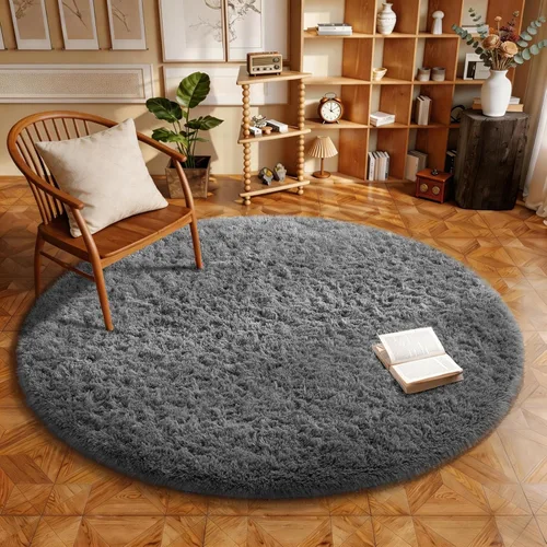 Miniatura 12 de Ophanie Alfombra Verde de Césped, Alfombras de Área para Dormitorio, Alfombra Shag Esponjosa de 4x6 pies, Suave Peluda Afelpada Linda para Niños 7