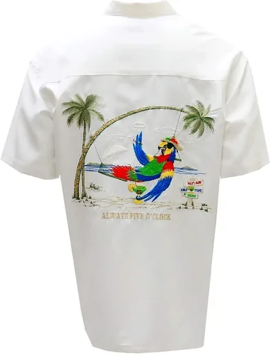 Miniatura 2 de Bamboo Cay Always Five O'clock - Camisa con botones tropicales bordados para hombre