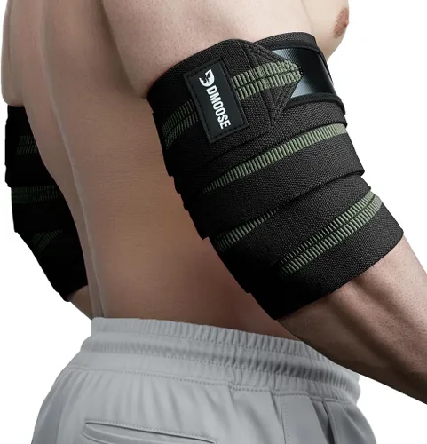 Miniatura 15 de DMoose Fitness Elbow Wraps for Weightlifting (Pair) - 40'' Adjustable Strap for Gym Workout & Bench Press, Compression Elbow Sleeves for Tendonitis