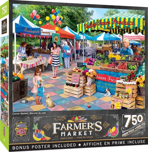 Masterpieces Rompecabezas de 750 piezas para adultos y familia - Mercado de esquina - 18 x 24 pulgadas