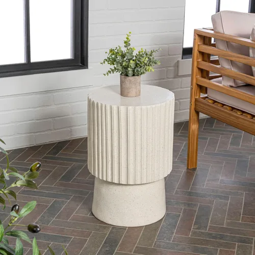 JONATHAN Y TBL1102B Louisa Mesa de Acento de Tambour Art Deco Moderna de 19" para Interiores/Exteriores Art Deco, Minimalista, Contemporánea,