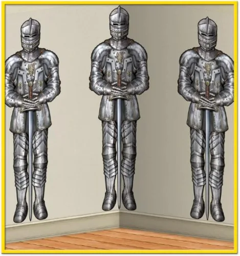Miniatura 6 de Beistle Telones de fondo de pared de caballeros, 4 x 30 pies, paquete de 2 decoraciones medievales para fiestas, fondo de decoración medieval, fondo