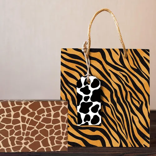 Miniatura 6 de AnyDesign 90 hojas de papel de seda con estampado animal, 5 diseños de leopardo, cebra, jirafa, tigre, vaca, patrón de piel de animales, surtido