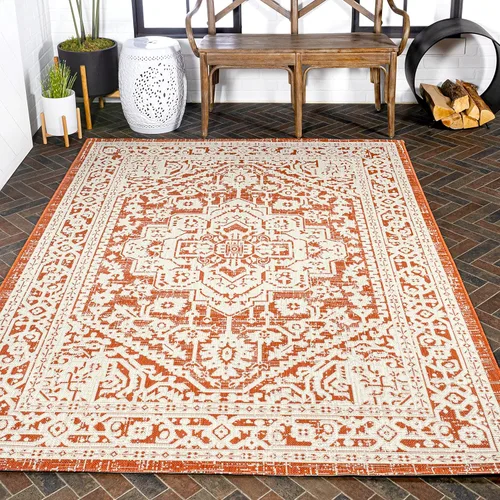 Miniatura 43 de Eyely BMS101D-28 - Alfombra de pasillo con textura de medallón de Santa Mónica Slesi, para interiores y exteriores, estilo costero, bohemio, Gris