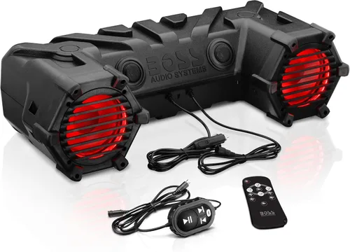 BOSS Audio - Sistema de sonido Bluetooth ATV30BRGB, amplificación, iluminación en múltiples colores, sistema de sonido ATV/UTV, resistente al clima