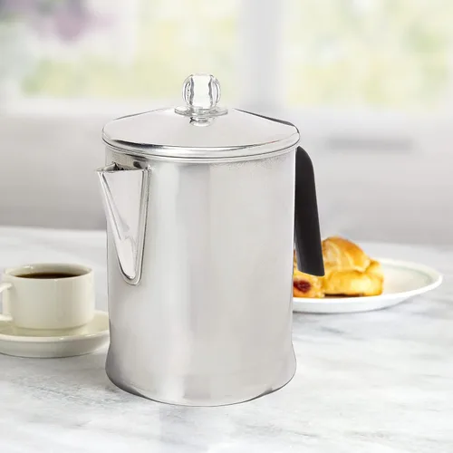 Miniatura 7 de Primula Today Cafetera de aluminio para percolación en la estufa, duradera, para preparar café en la estufa, 9 tazas, plateado