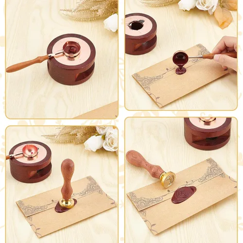 Miniatura 3 de CRASPIRE Sello de cera de copo de nieve de 0.98 pulgadas (0.984 in), sello de cera de sellado de invierno retro, vintage, cabeza de latón extraíble