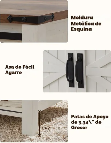Miniatura 7 de OKD - Mesa de centro de granja de 48" con puerta de granero deslizante, mesa rústica con compartimento de almacenamiento oculto, superficie superior