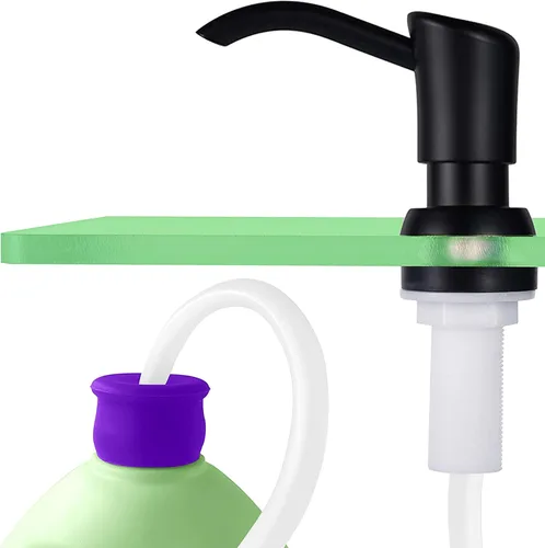 Miniatura 11 de GAGALIFE Dispensador de jabón empotrado en mostrador (níquel cepillado) para fregadero de cocina y kit de tubo de extensión, actualización
