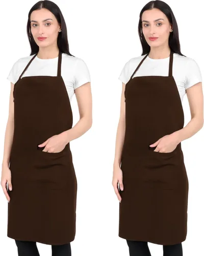 Miniatura 14 de Delantal de cocina de algodón resistente a las gotas de agua con delantales ajustables para mujer con bolsillos 8 opciones de color para cocinar