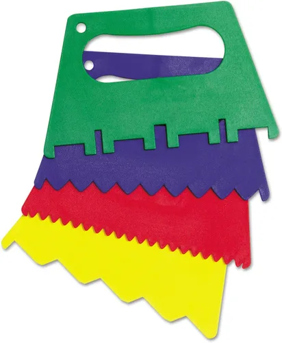 Creativity Street 5185 - Raspadores de pintura de plástico de 5 pulgadas de ancho, color verde/azul/rojo/amarillo, 4 raspadores