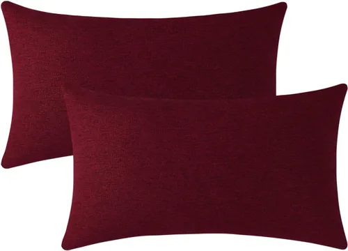 Miniatura 59 de Jeneoo - Fundas de almohada decorativas rojas brillantes de chenilla suave, fundas de cojín cómodas y sólidas para sofá de sala de estar