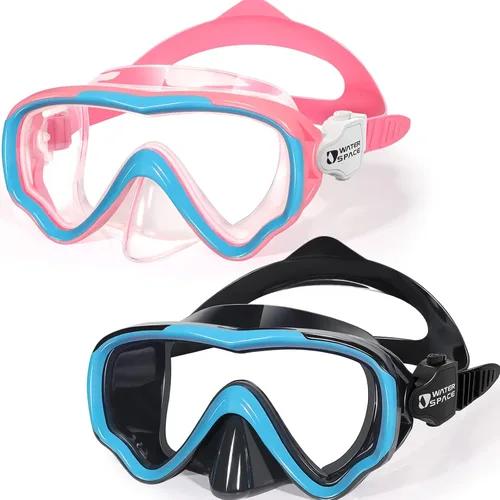 Water Space Kids Swimming Goggles Swim Mask with Nose Cover for Kids Youth 3-15, Anti-Shattered Lens UV Protection No-leak Rosa y azul (paquete de 2)