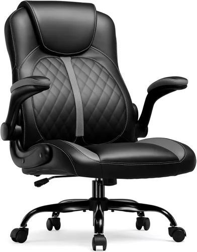 Miniatura 9 de COMHOMA Silla ergonómica para juegos de oficina para adultos, con soporte lumbar, brazos abatibles, altura ajustable, ruedas giratorias de piel Azul